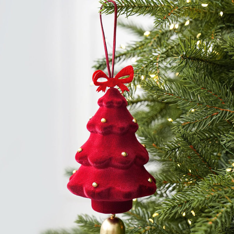Foam Flocked Christmas Tree Bell Ornament Holiday Decor