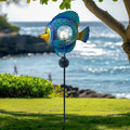 Solar Fish Garden Light 36 Inch Metal Outdoor Decor