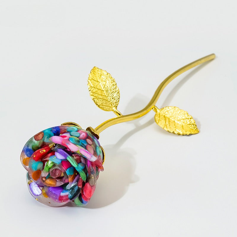 Crystal Stone Resin Flower Stem Decor with Metal Branch