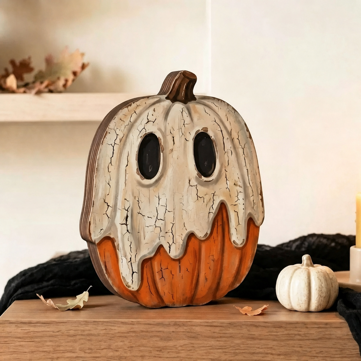 Halloween Wooden Pumpkin Character Tabletop Decor
