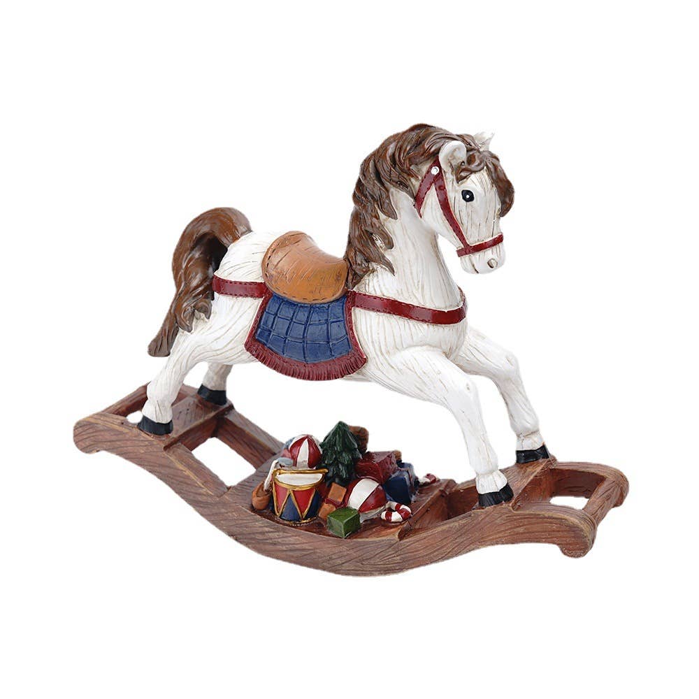 Christmas Wooden Horse Resin Figurine Animal Decor