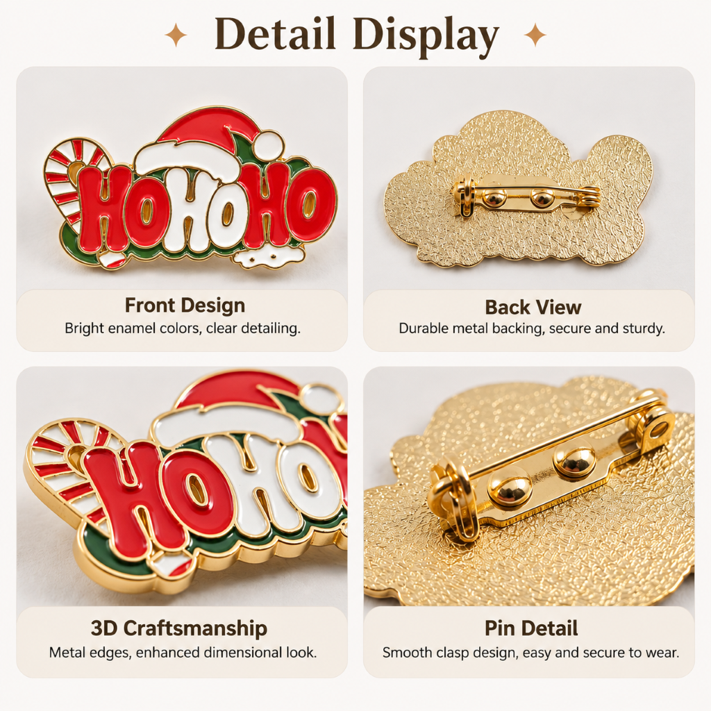 Christmas Ho Ho Ho Enamel Pin Holiday Brooch