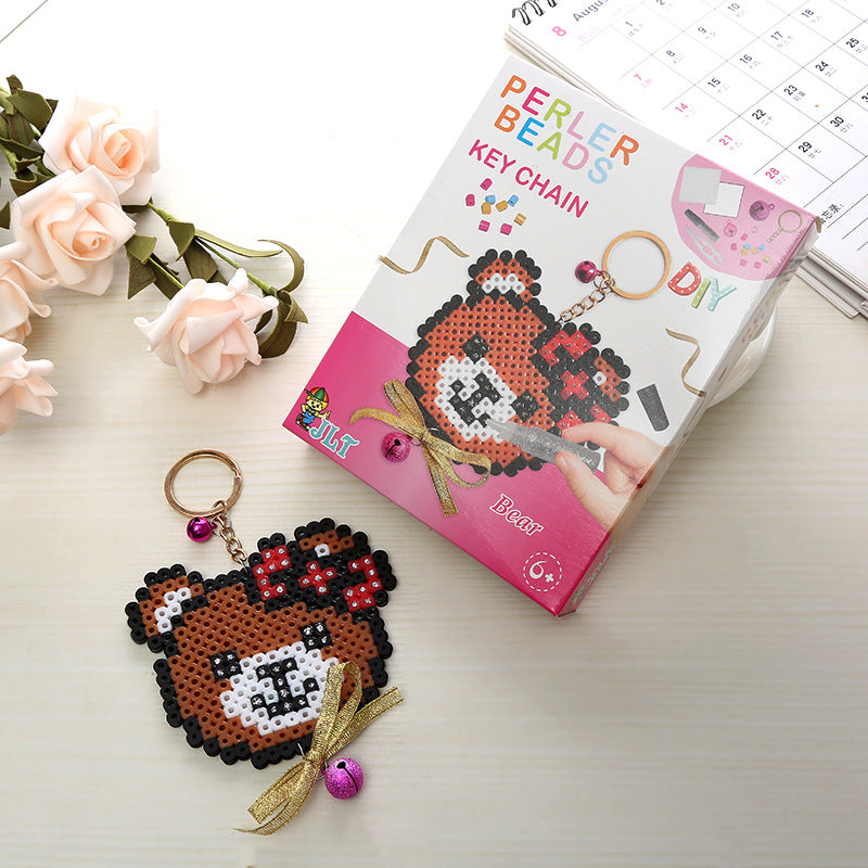 Fuse Beads DIY Keychain Cute Bear Craft Kit Kids Handmade Toy
