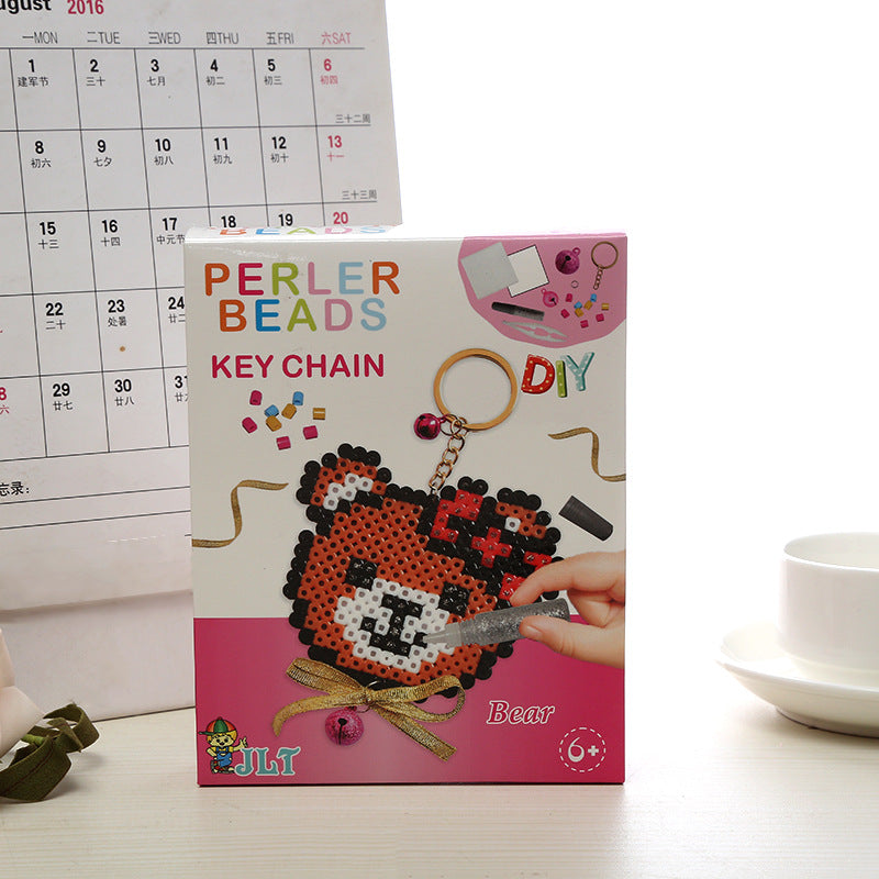 Fuse Beads DIY Keychain Cute Bear Craft Kit Kids Handmade Toy