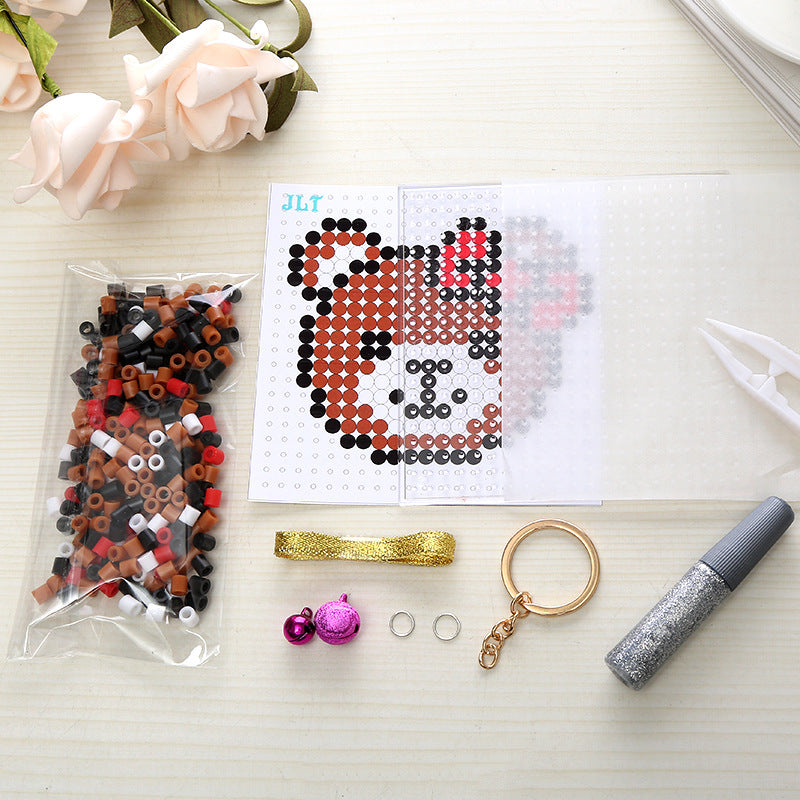 Fuse Beads DIY Keychain Cute Bear Craft Kit Kids Handmade Toy