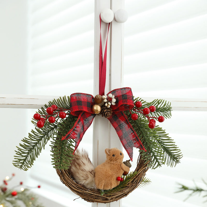 Rustic Christmas Squirrel Wreath Front Door Decor
