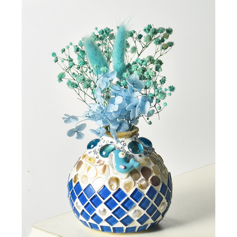 DIY Mosaic Vase Craft Kit Kids Art Activity Decorative Bottle Set