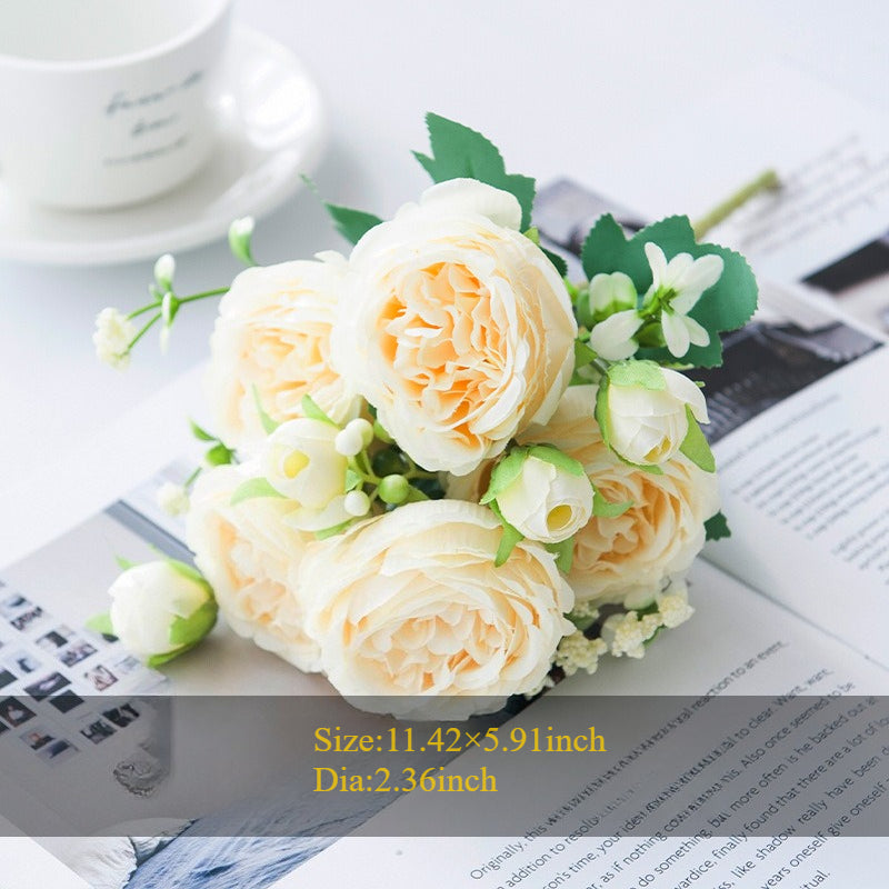 Artificial Peony Flower Arrangement Faux Silk Bouquet Decor