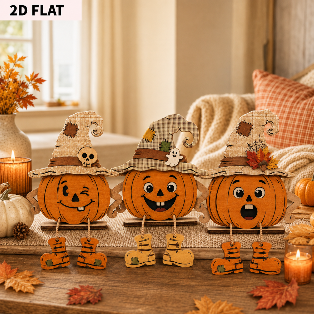 Wooden Halloween Pumpkin Tabletop Decor DIY Hanging Ornament