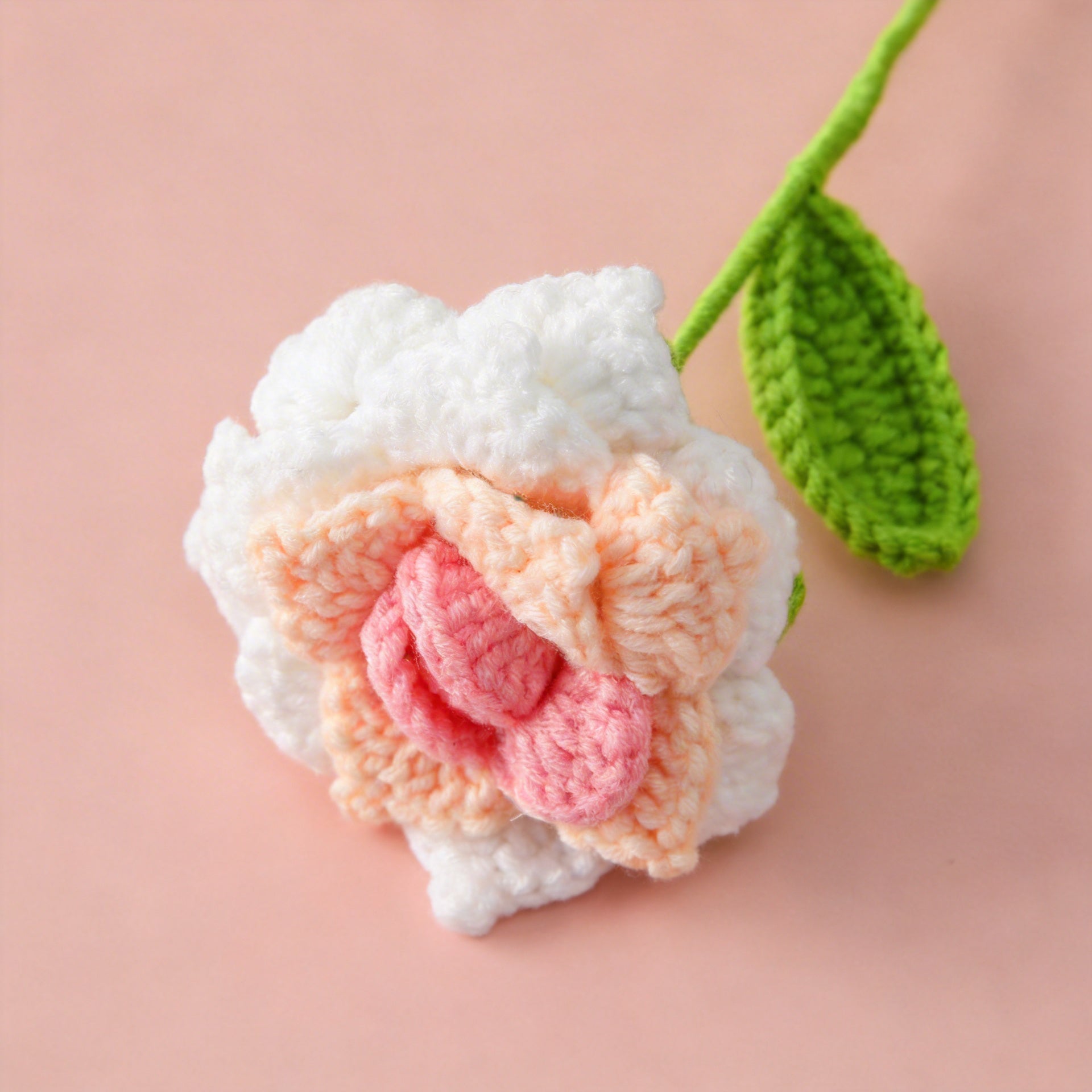 Handmade Crochet Rose Flower Decor Gift Knitted Bouquet