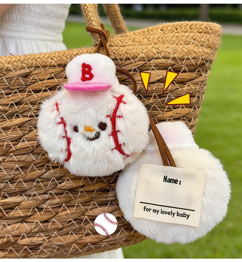 Plush Sports Ball Keychain Bag Charm Cute Keyring Pendant