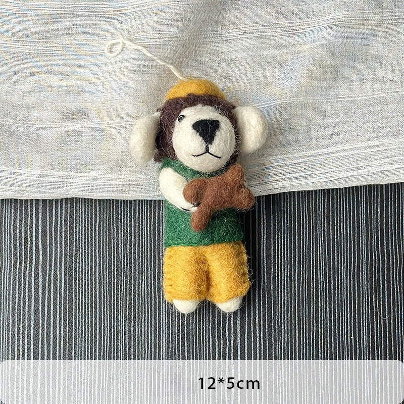 Handmade Wool Felt Animal Puppy Bear Hanging Ornament Bag Charm