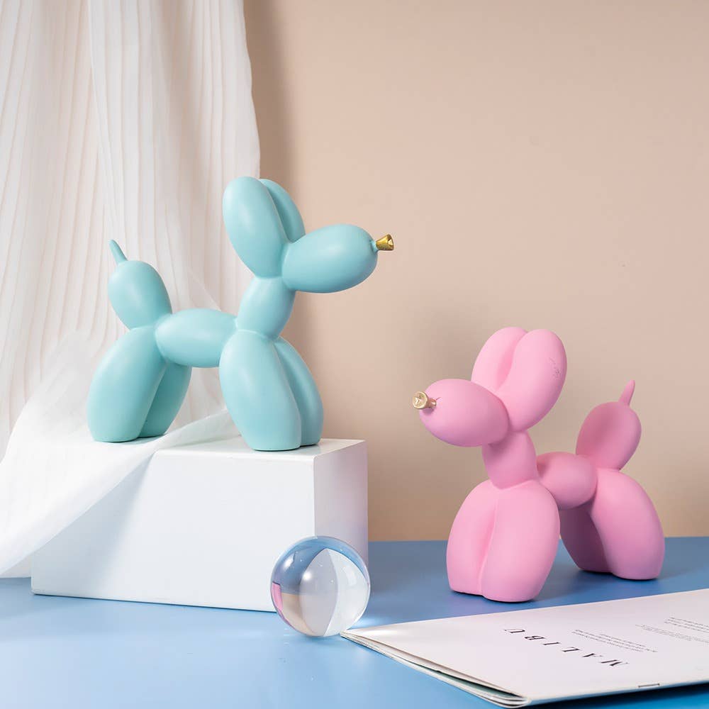 Balloon Dog Resin Figurine with Gold Nose Cute Home Decor