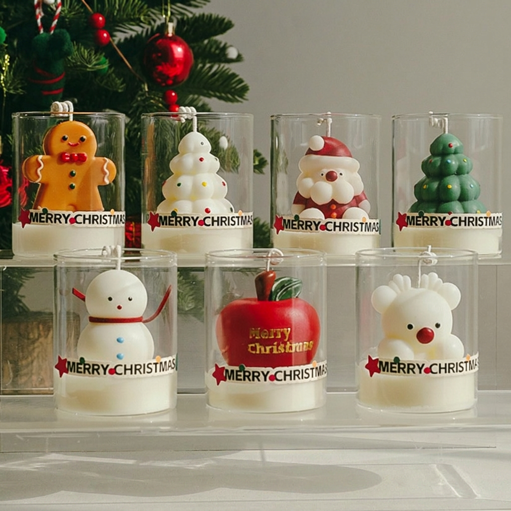 Christmas Glass Cup Scented Candle Holiday Decorative Gift