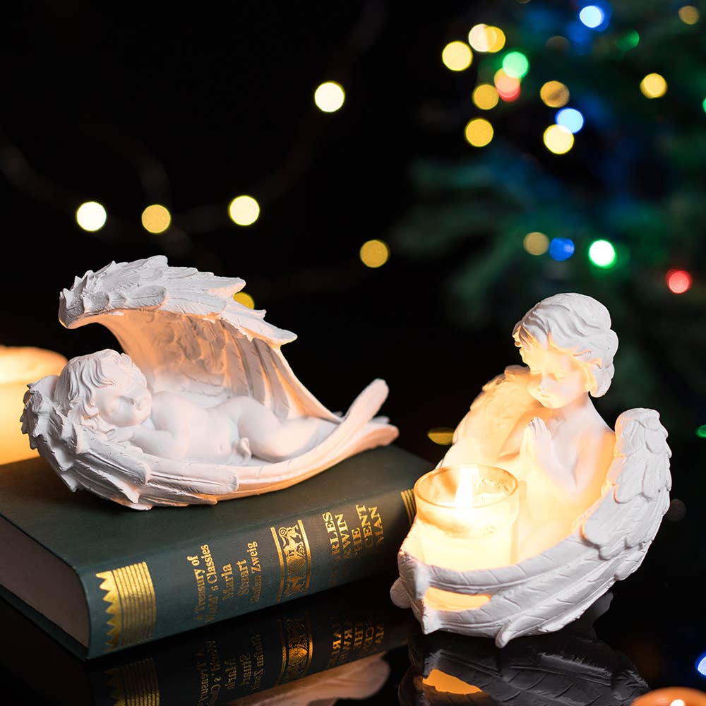 Vintage Angel Candle Holder Figurine European Home Decor