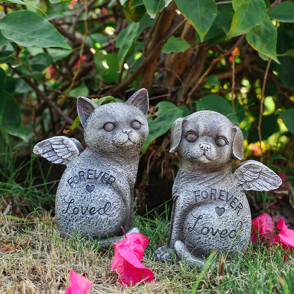 Pet Memorial Angel Statue Resin Dog Cat Garden Decor