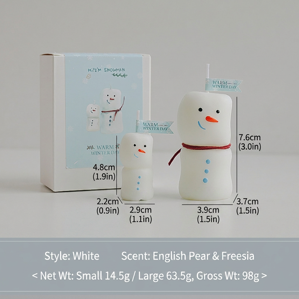 Christmas Snowman Scented Candle Couple Set Holiday Decor