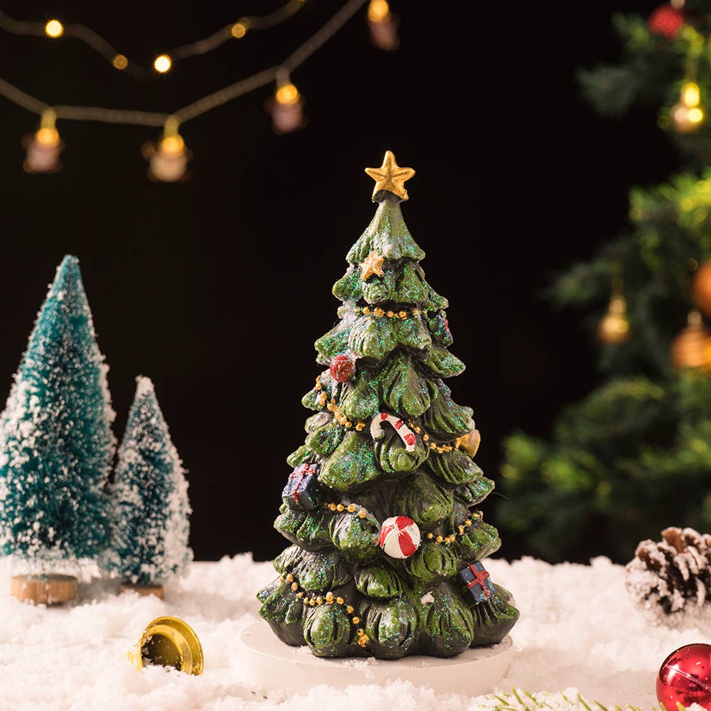 Mini Christmas Tree Resin Tabletop Holiday Home Decor