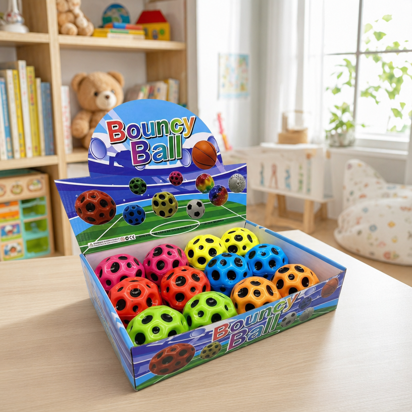 Colorful Hollow Bounce Ball Elastic Sensory Toy