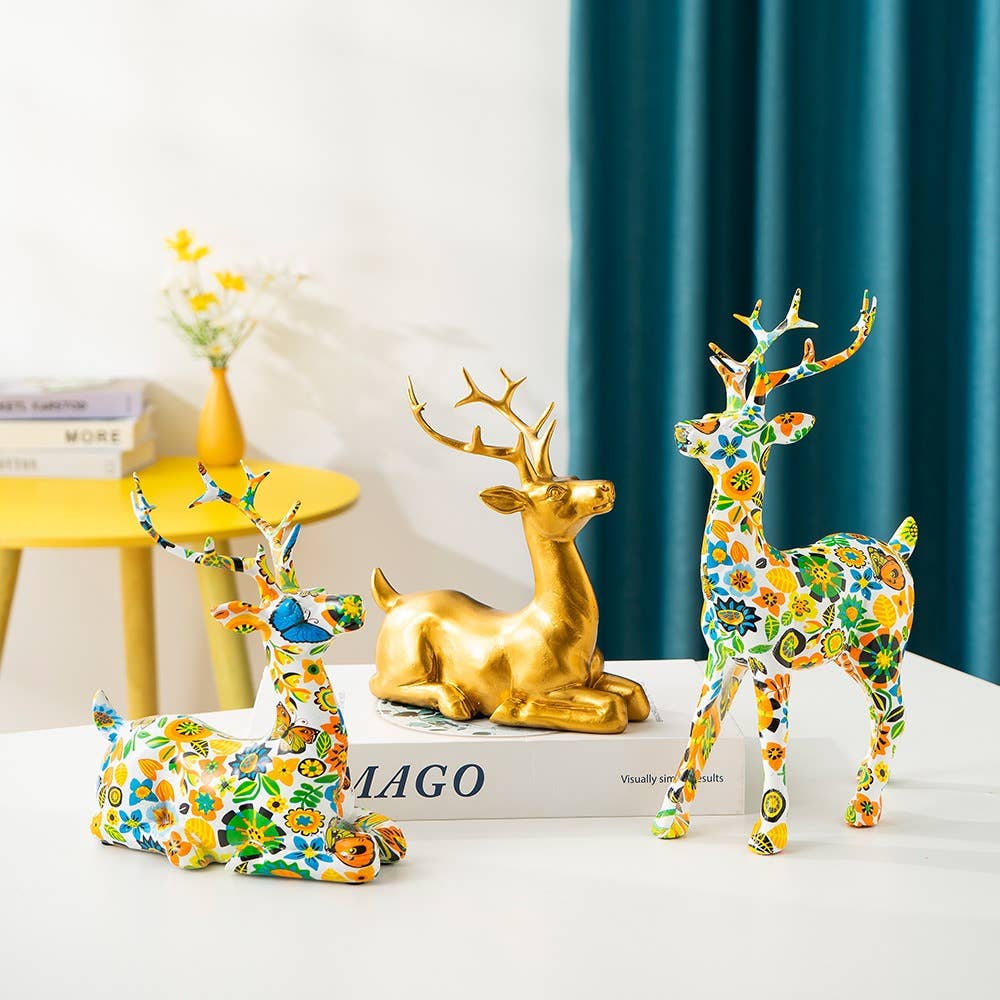 Nordic Resin Deer Sculpture Modern Home Decor Ornament