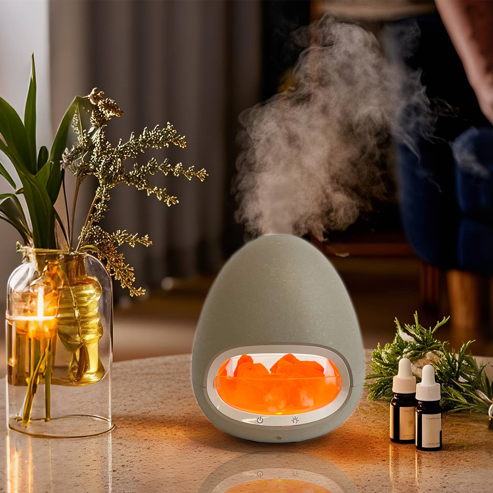 Aromatherapy Diffuser Gray Egg Himalayan Salt Humidifier