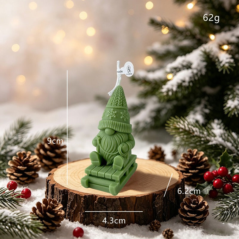 Skiing Gnome Christmas Candle Holiday Decor Festive Tabletop Accent