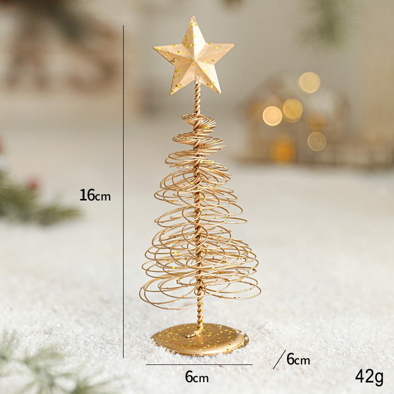 Gold Metal Tabletop Christmas Tree with Star Topper