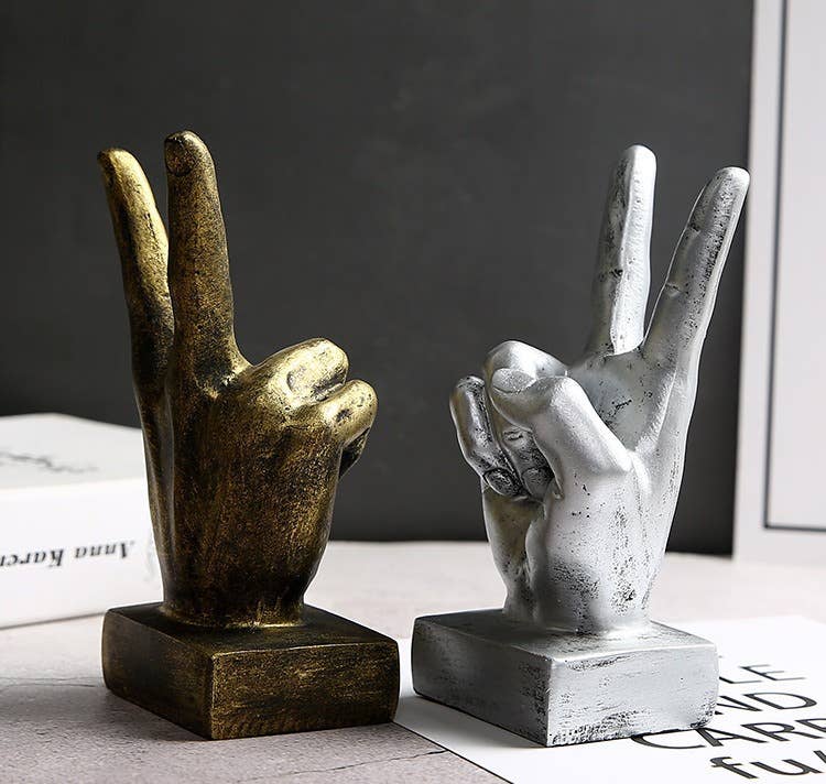 Vintage Hand Gesture Resin Sculpture Home Office Decor