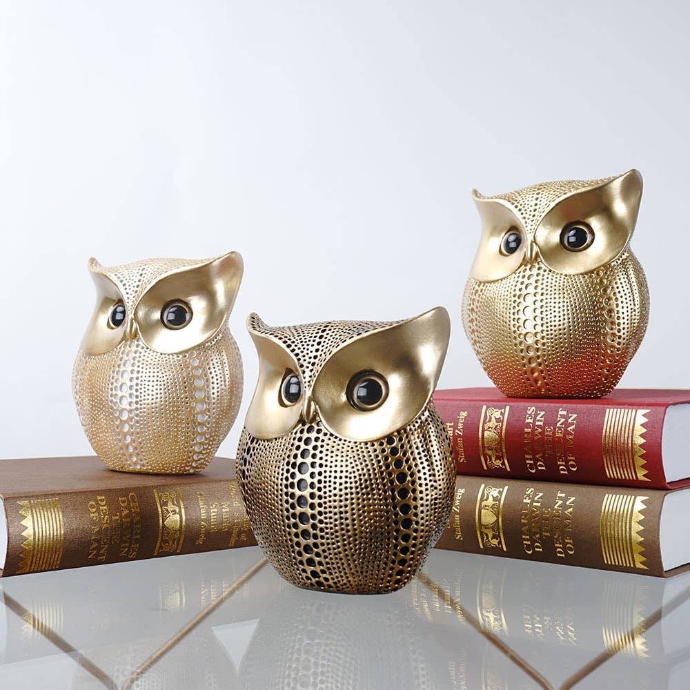 Modern Owl Resin Sculpture Tabletop Home Decor Ornament