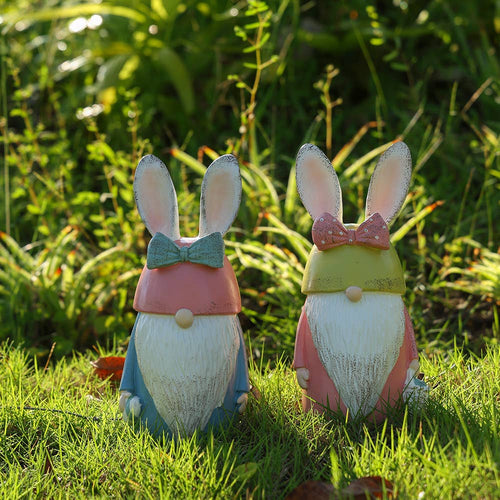 Adorable Bunny Gnome Resin Figurine for Garden Decor