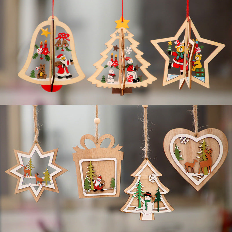 Wooden Christmas Hanging Ornament Holiday Tree Decor