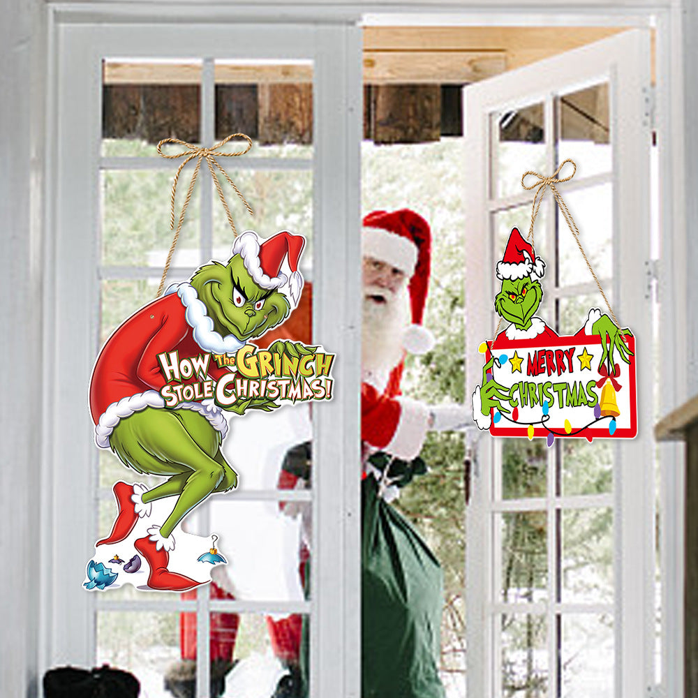 Christmas Cartoon Door Hanger Holiday Party Decor