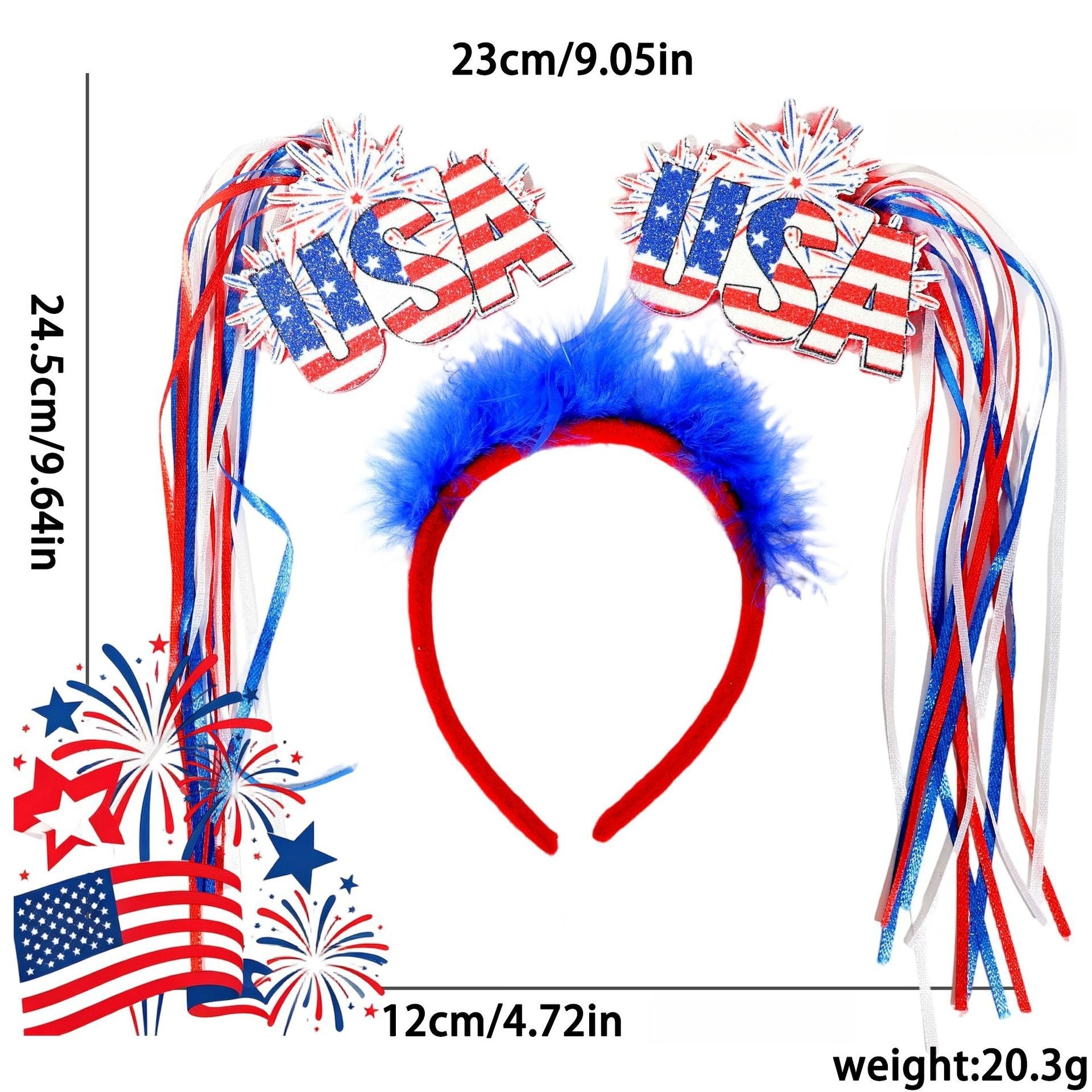4th of July Patriotic 250th Anniversary Red White Blue Headband