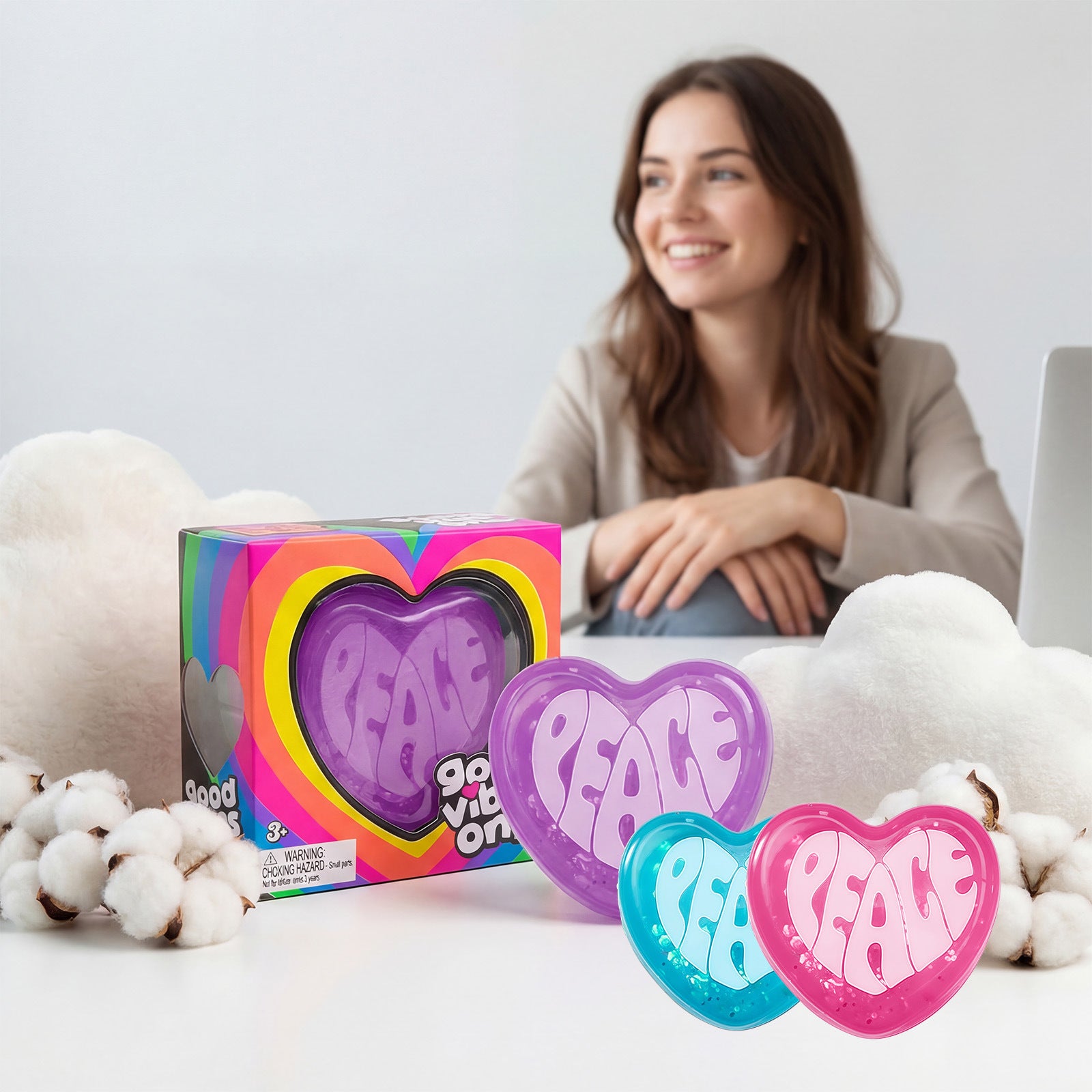 Glitter Heart Squishy Soft Stress Relief Toy Slow Rising