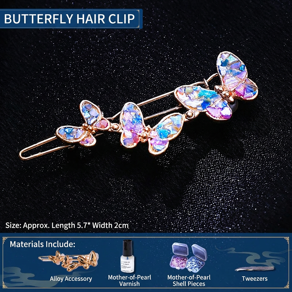 DIY Mother of Pearl Brooch Hair Clip Craft Kit