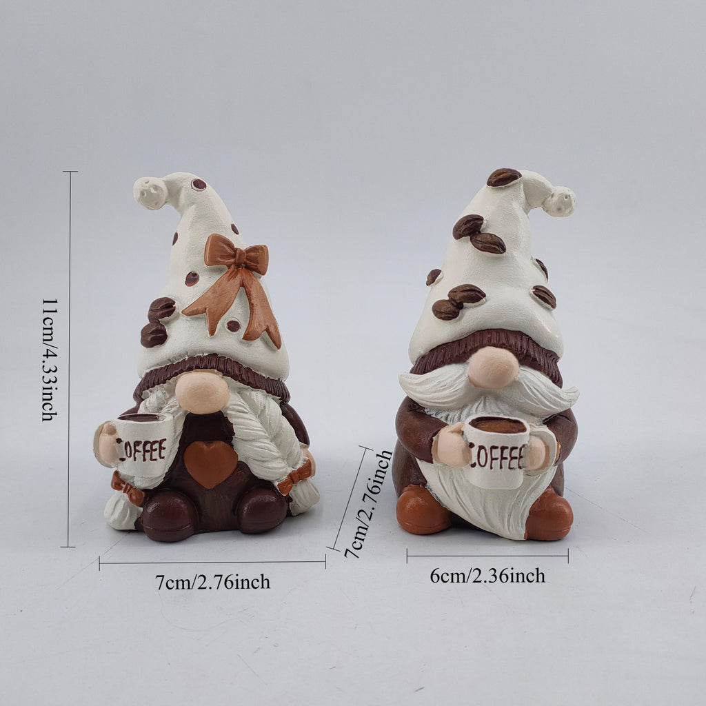 Resin Christmas Gnome Coffee Tabletop Decor Figurine Set