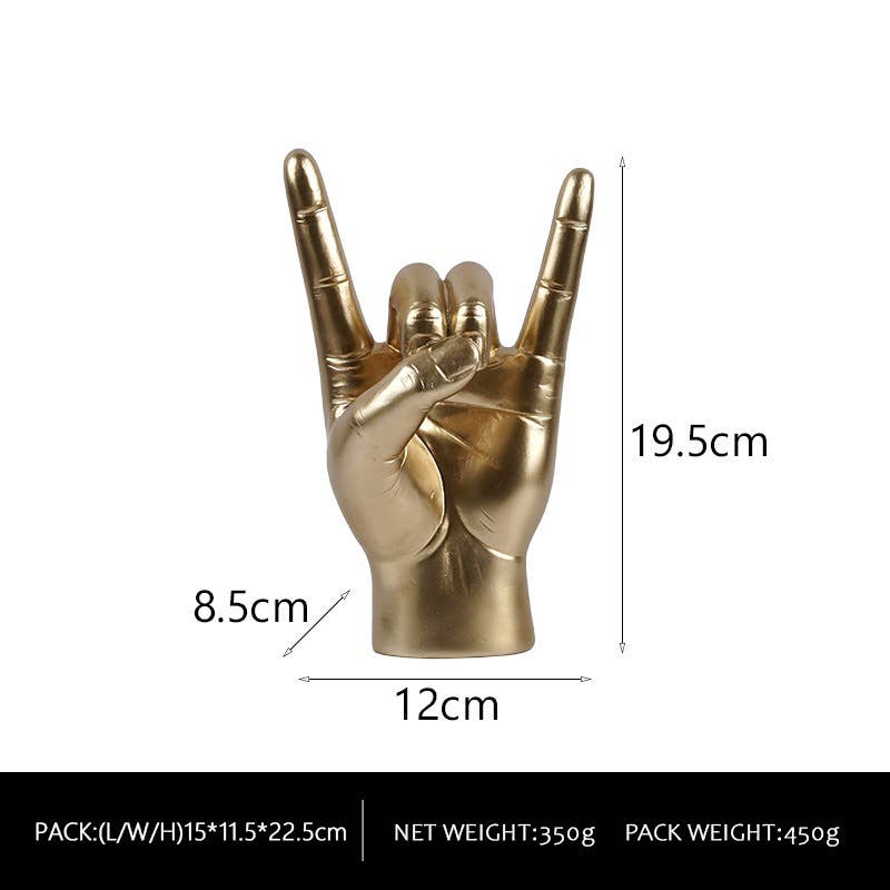 Rock Hand Gesture Resin Sculpture Modern Home Decor