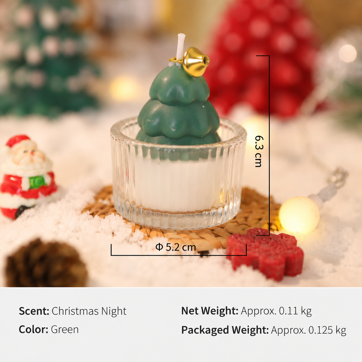 Christmas Glass Cup Scented Candle Holiday Home Decor