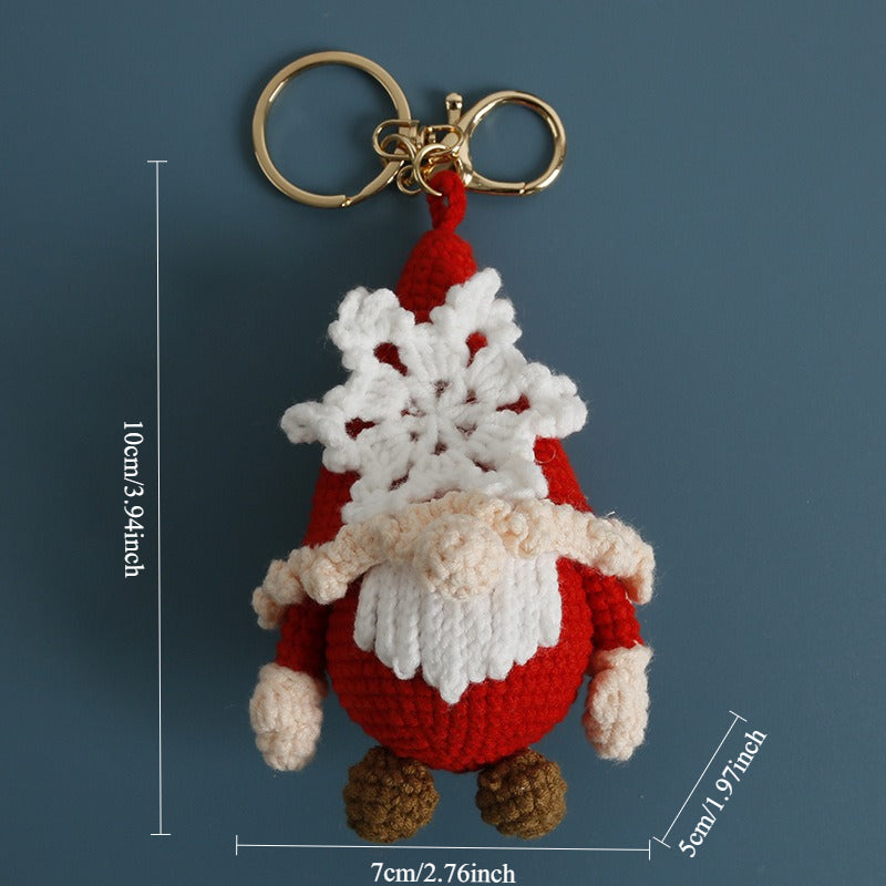 Handmade Crochet Christmas Gnome Reindeer Holiday Keychain