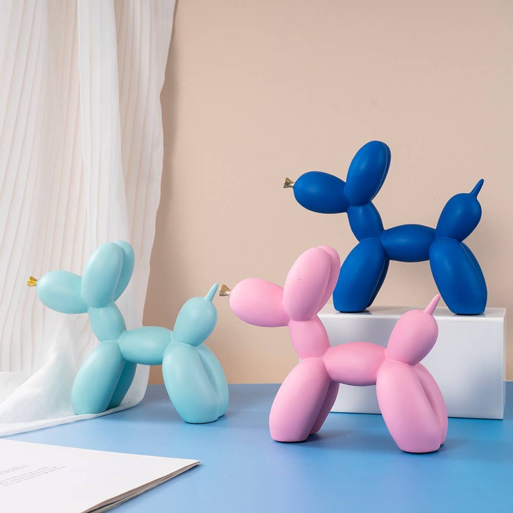 Balloon Dog Resin Figurine with Gold Nose Cute Home Decor