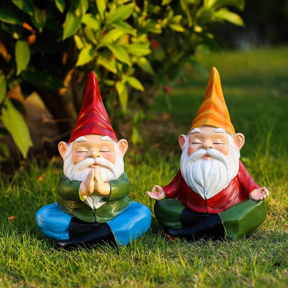 Meditating Garden Gnome Resin Figurine Outdoor Yard Decor