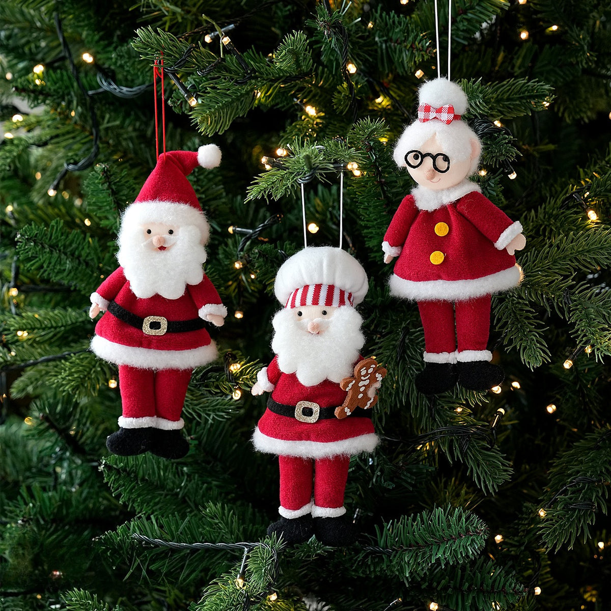 Fabric Christmas Santa Hanging Ornament Holiday Tree Decor