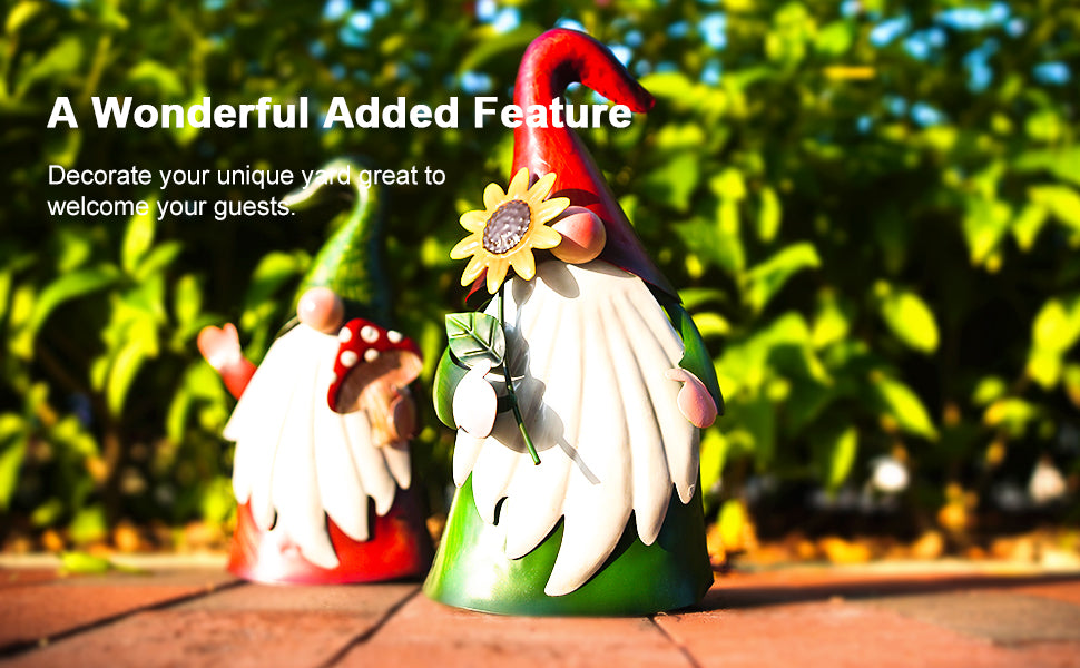 Solar Gnome Swing Lights Set of 2 - Red & Green