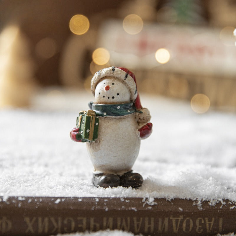 Resin Rustic Christmas Snowman Figurines Tabletop Holiday Decor