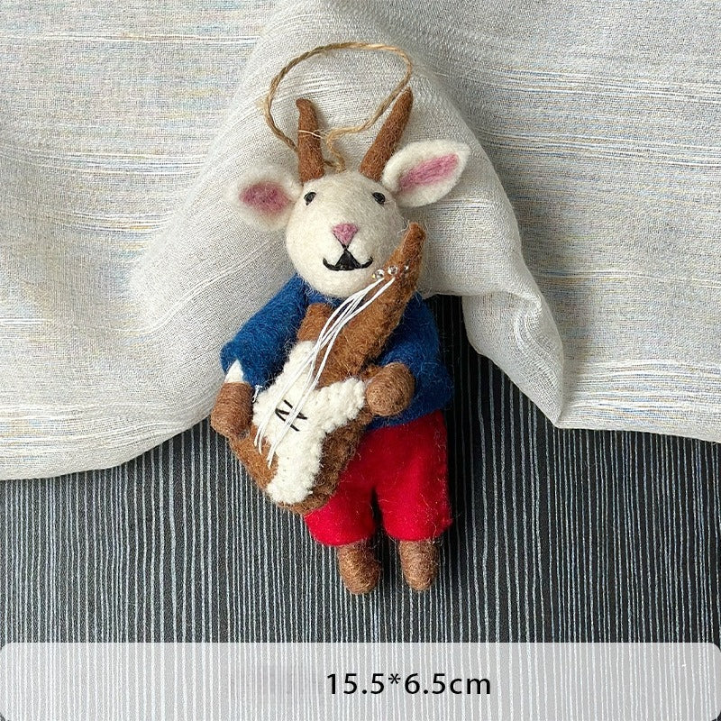 Handmade Wool Felt Animal Puppy Bear Hanging Ornament Bag Charm