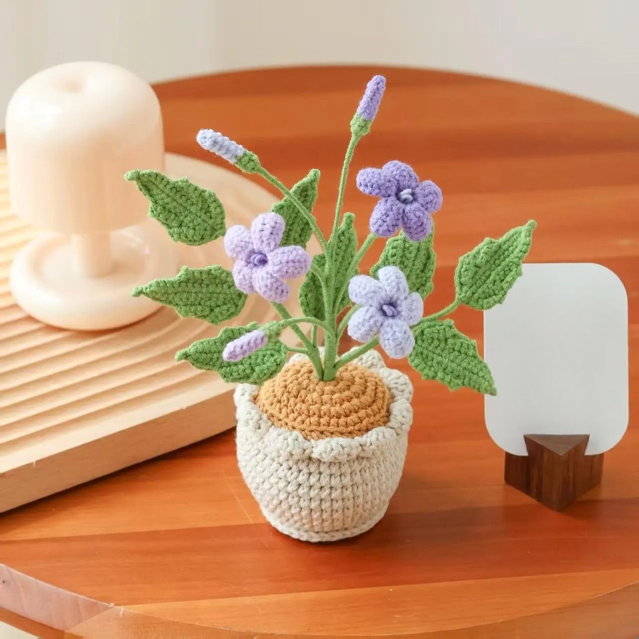 Handmade Crochet Mini Flower Pot Desk Decor Yarn Plant Gift
