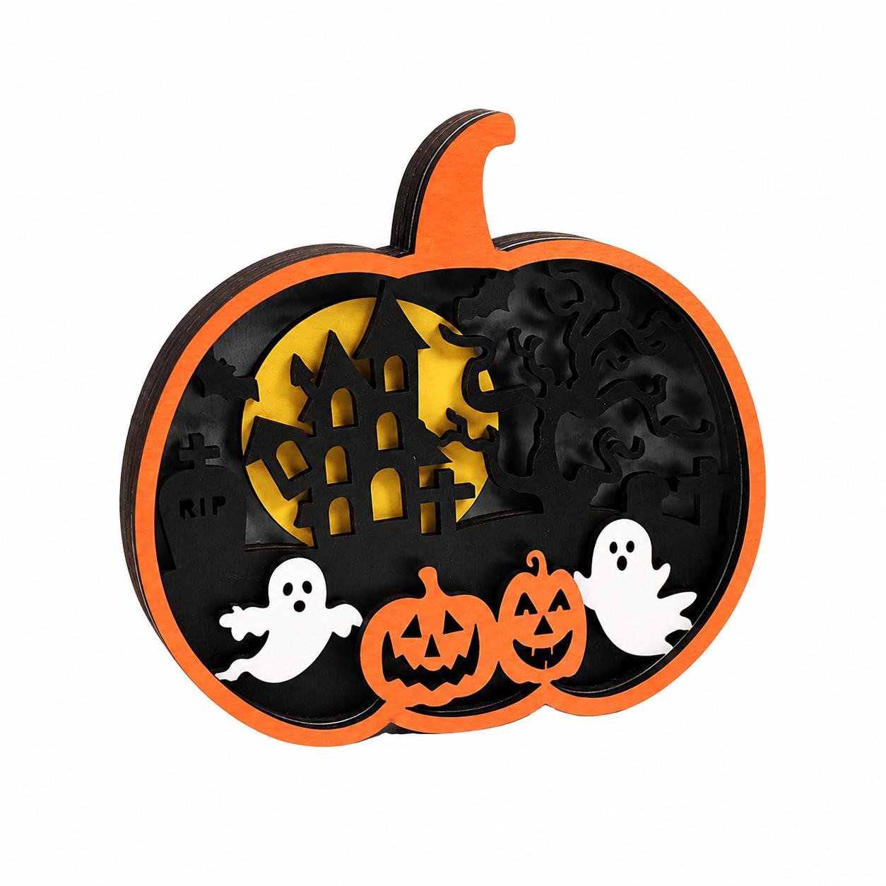 Halloween Wooden Tabletop Decor Pumpkin Ghost Fall Decoration