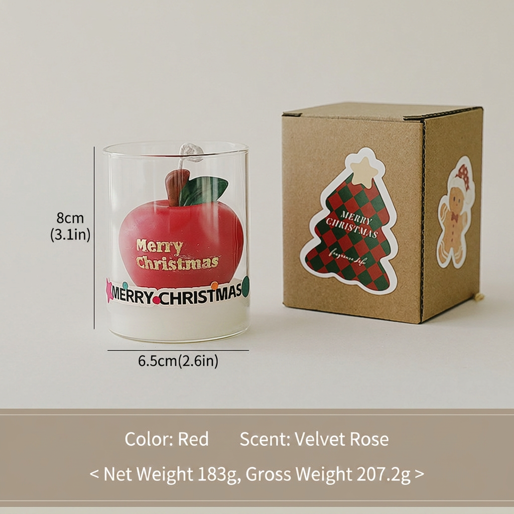 Christmas Glass Cup Scented Candle Holiday Decorative Gift