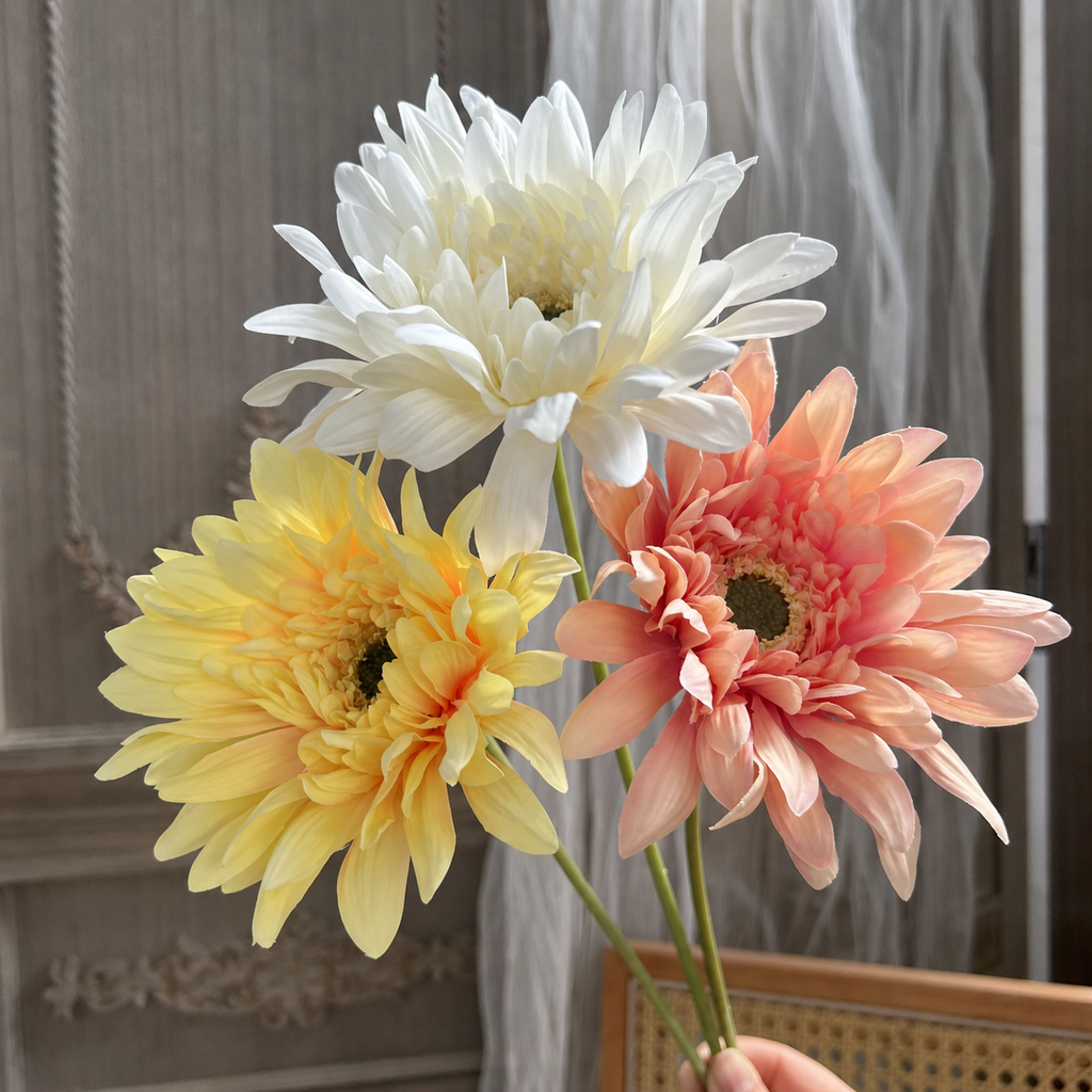 Artificial Dahlia Faux Flower Bouquet Gerbera Home Decor