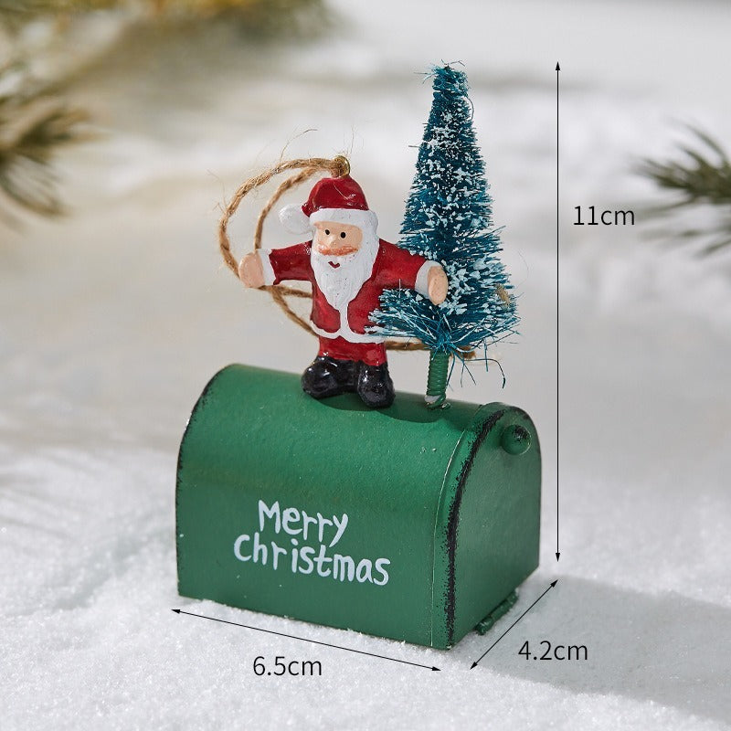 Christmas Metal Hanging Ornaments Santa Snowman Reindeer